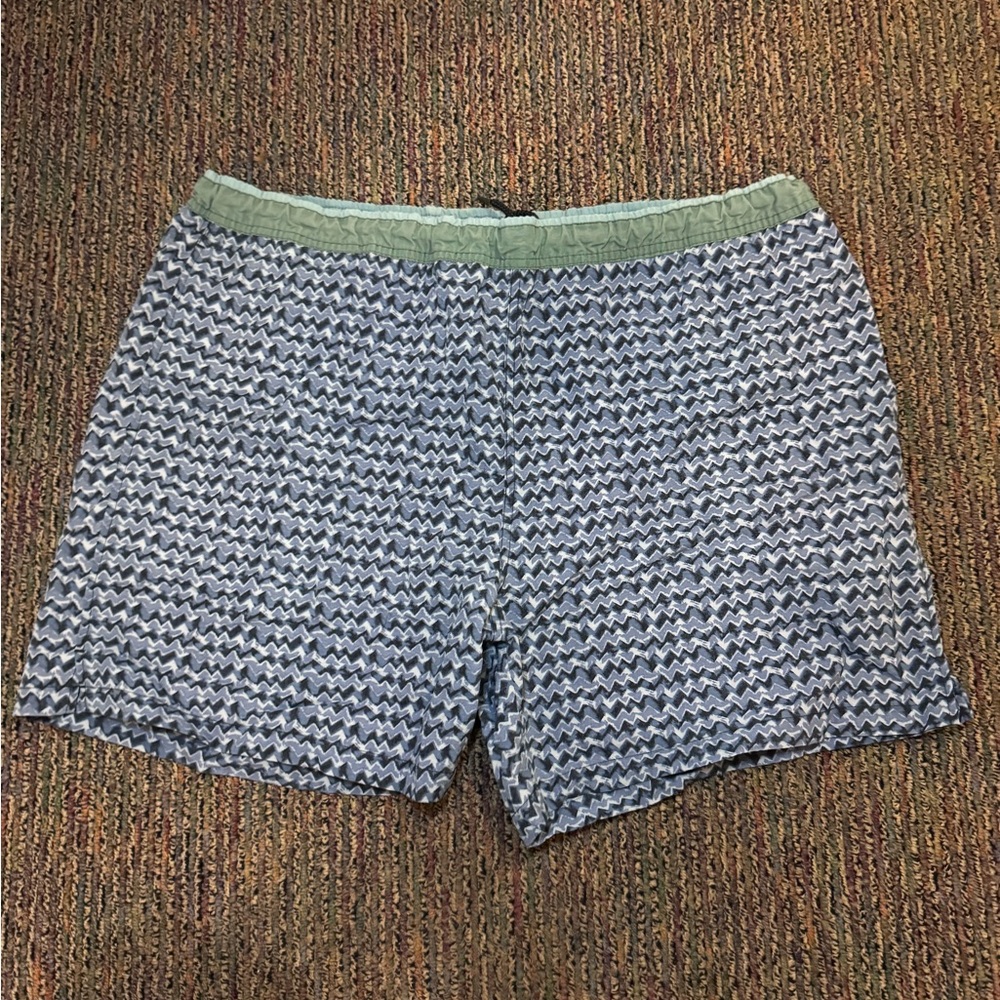 Greg Norman Men's Performance Stretch Shorts Sun Protection Blue Print Zipper